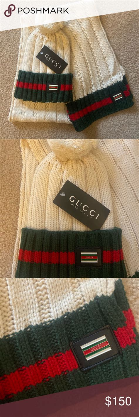 cheap gucci scarf and hat set|gucci scarf with fur trim.